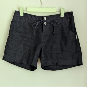 INC International Concepts 2 Linen Shorts Navy Blue Rhinestone Embellished 212
